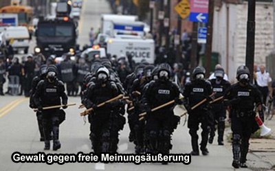 Geaalt gegen Demonstranten beim G20 Gipfel in Pittsburgh (USA)